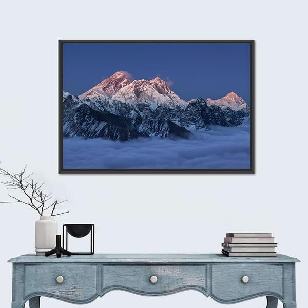 Sunset Over Mount Everest Canvas Wall Art-1 Piece-Floating Frame-24" x 16"-Tiaracle