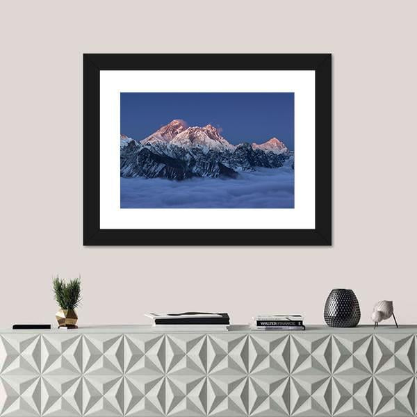 Sunset Over Mount Everest Canvas Wall Art-1 Piece-Framed Print-20" x 16"-Tiaracle