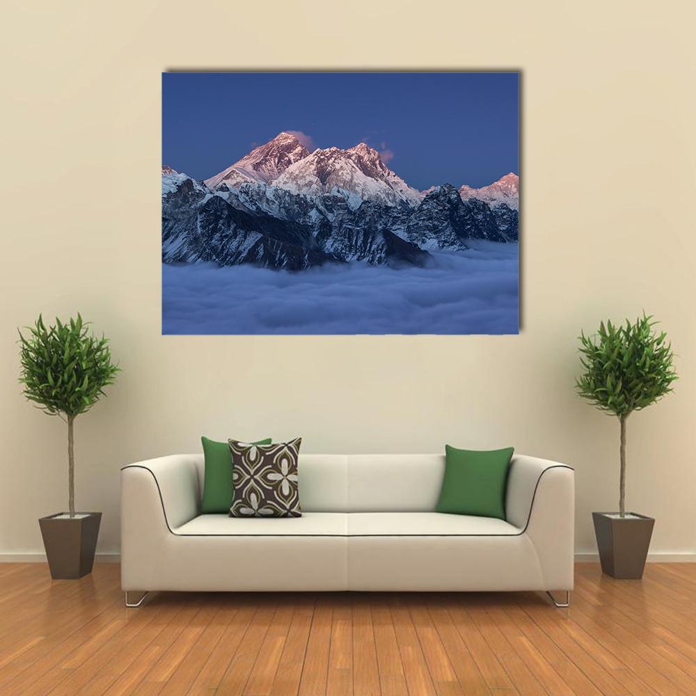 Sunset Over Mount Everest Canvas Wall Art-1 Piece-Gallery Wrap-48" x 32"-Tiaracle