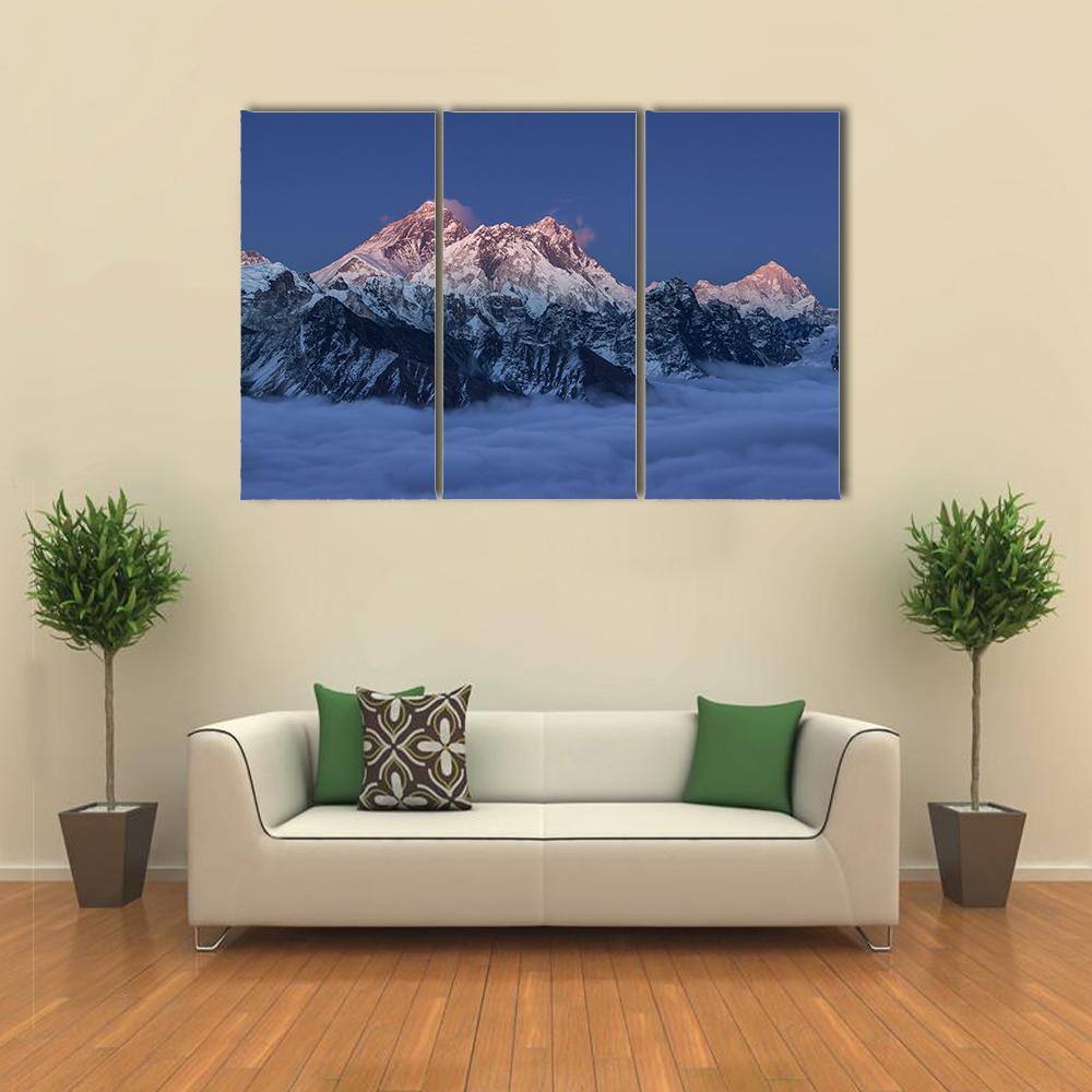 Sunset Over Mount Everest Canvas Wall Art-3 Horizontal-Gallery Wrap-37" x 24"-Tiaracle