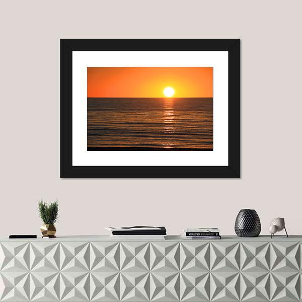 Sunset Over Ocean Large's Bay Canvas Wall Art-1 Piece-Framed Print-20" x 16"-Tiaracle