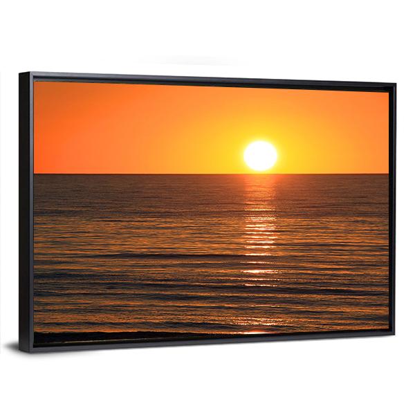 Sunset Over Ocean Large's Bay Canvas Wall Art-3 Horizontal-Gallery Wrap-25" x 16"-Tiaracle