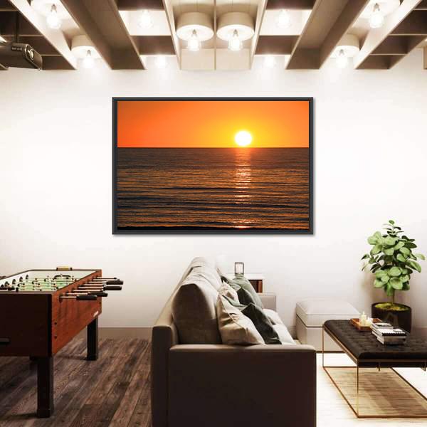 Sunset Over Ocean Large's Bay Canvas Wall Art-3 Horizontal-Gallery Wrap-25" x 16"-Tiaracle