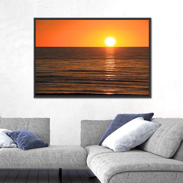 Sunset Over Ocean Large's Bay Canvas Wall Art-3 Horizontal-Gallery Wrap-25" x 16"-Tiaracle