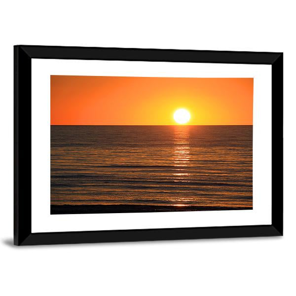 Sunset Over Ocean Large's Bay Canvas Wall Art-3 Horizontal-Gallery Wrap-25" x 16"-Tiaracle