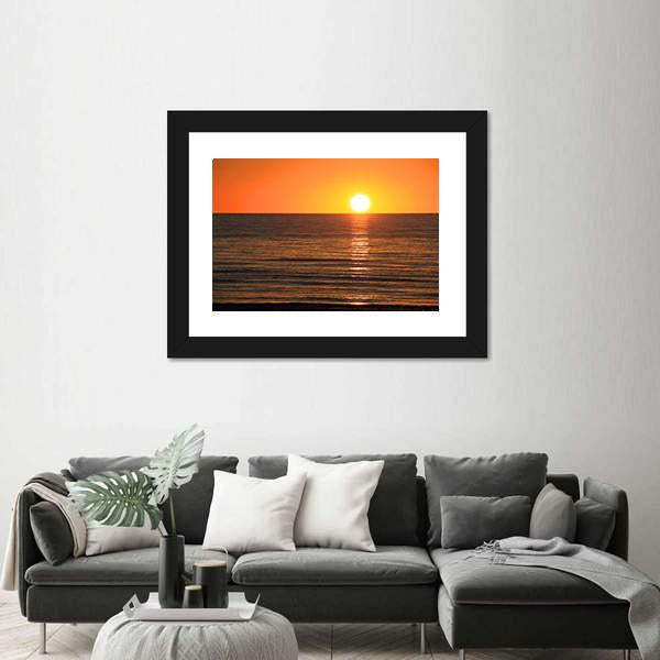 Sunset Over Ocean Large's Bay Canvas Wall Art-3 Horizontal-Gallery Wrap-25" x 16"-Tiaracle