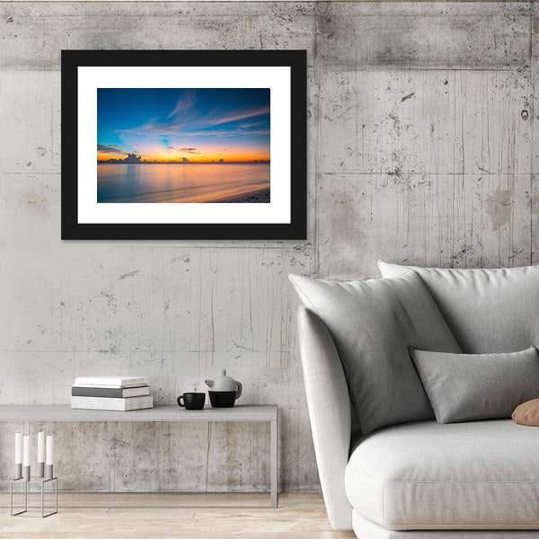 Sunset Over Ocean On Maldives Canvas Wall Art-3 Horizontal-Gallery Wrap-25" x 16"-Tiaracle