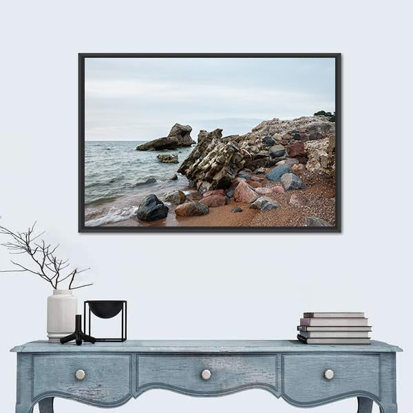 Sunset Over Old Demolished Military Forts Canvas Wall Art-1 Piece-Floating Frame-24" x 16"-Tiaracle