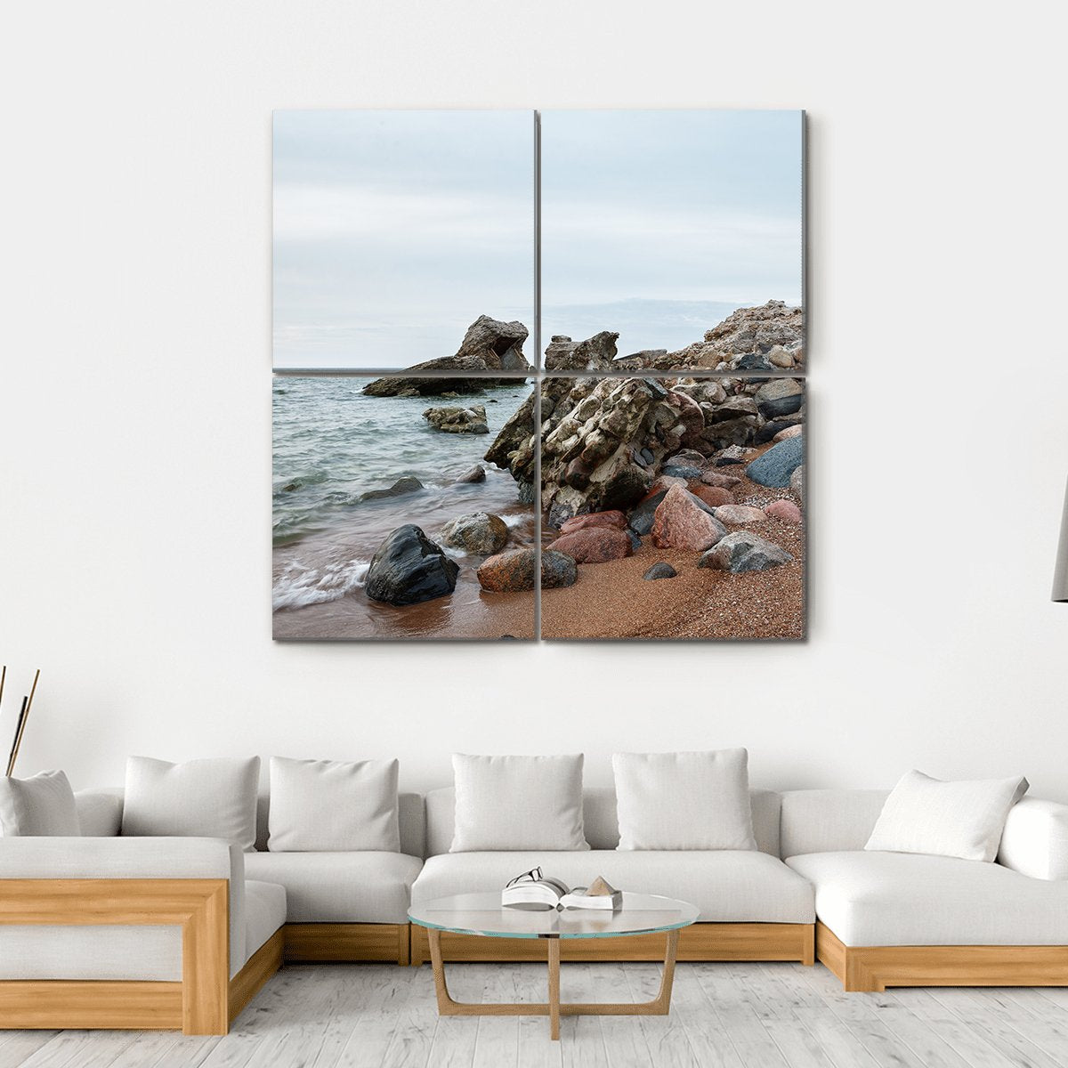 Sunset Over Old Demolished Military Forts Canvas Wall Art-4 Square-Gallery Wrap-17" x 17"-Tiaracle