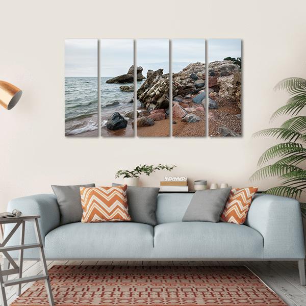 Sunset Over Old Demolished Military Forts Canvas Wall Art-5 Horizontal-Gallery Wrap-22" x 12"-Tiaracle