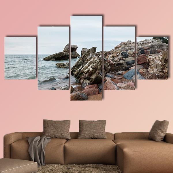 Sunset Over Old Demolished Military Forts Canvas Wall Art-5 Star-Gallery Wrap-62" x 32"-Tiaracle