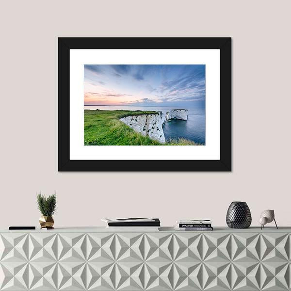 Sunset Over Old Harry Rocks Canvas Wall Art-1 Piece-Framed Print-20" x 16"-Tiaracle