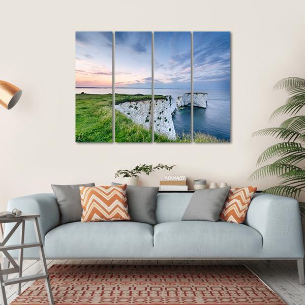 Sunset Over Old Harry Rocks Canvas Wall Art-4 Horizontal-Gallery Wrap-34" x 24"-Tiaracle
