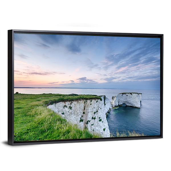 Sunset Over Old Harry Rocks Canvas Wall Art-3 Horizontal-Gallery Wrap-25" x 16"-Tiaracle