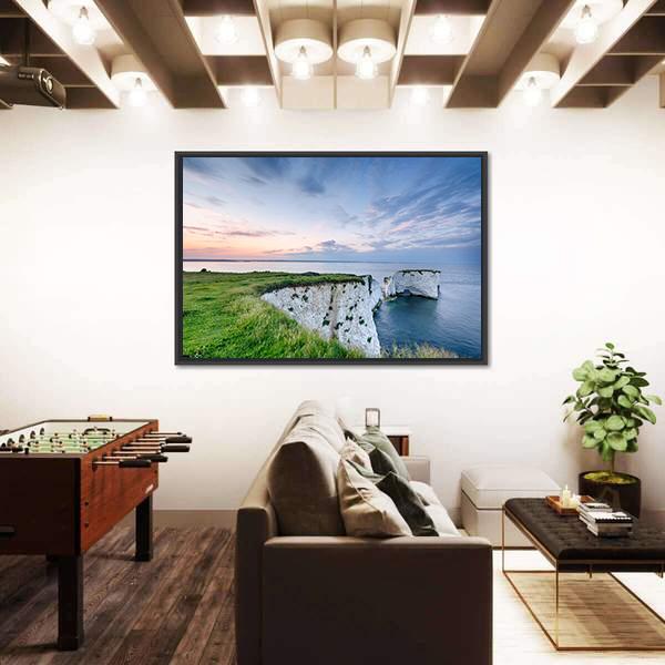 Sunset Over Old Harry Rocks Canvas Wall Art-3 Horizontal-Gallery Wrap-25" x 16"-Tiaracle