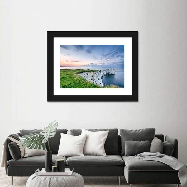 Sunset Over Old Harry Rocks Canvas Wall Art-3 Horizontal-Gallery Wrap-25" x 16"-Tiaracle