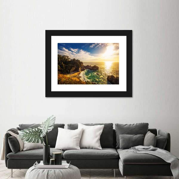 Sunset Over Pacific Coast Highway In California Panoramic Canvas Wall Art-1 Piece-36" x 12"-Tiaracle