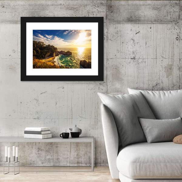 Sunset Over Pacific Coast Highway In California Panoramic Canvas Wall Art-1 Piece-36" x 12"-Tiaracle