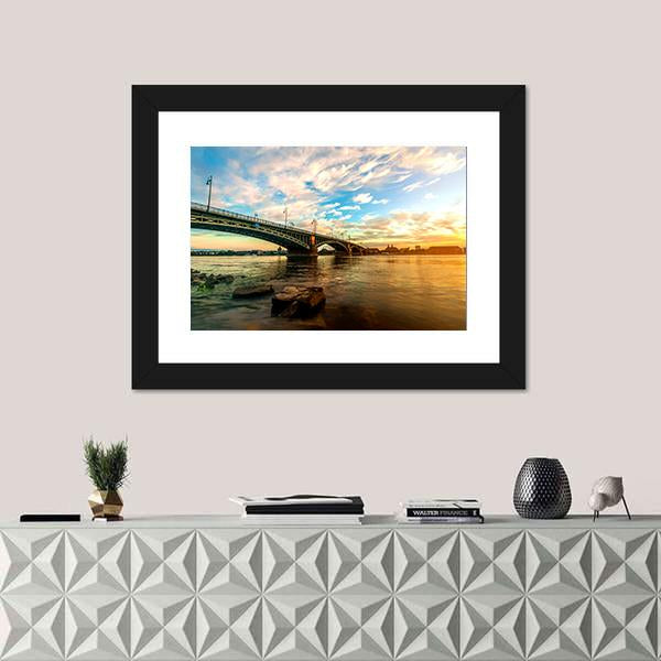 Sunset Over Rhine Canvas Wall Art-1 Piece-Framed Print-20" x 16"-Tiaracle