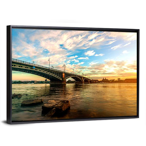 Sunset Over Rhine Canvas Wall Art-3 Horizontal-Gallery Wrap-25" x 16"-Tiaracle