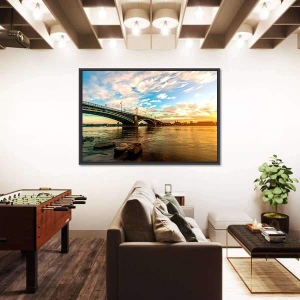 Sunset Over Rhine Canvas Wall Art-3 Horizontal-Gallery Wrap-25" x 16"-Tiaracle