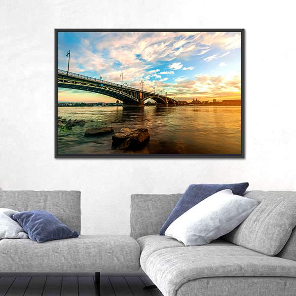 Sunset Over Rhine Canvas Wall Art-3 Horizontal-Gallery Wrap-25" x 16"-Tiaracle