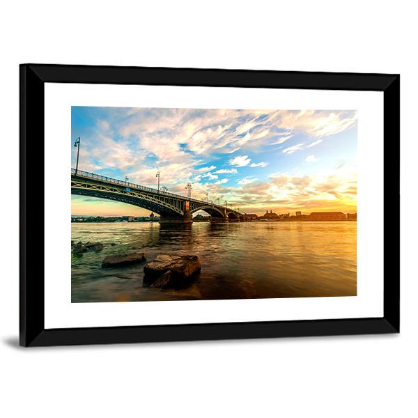 Sunset Over Rhine Canvas Wall Art-3 Horizontal-Gallery Wrap-25" x 16"-Tiaracle