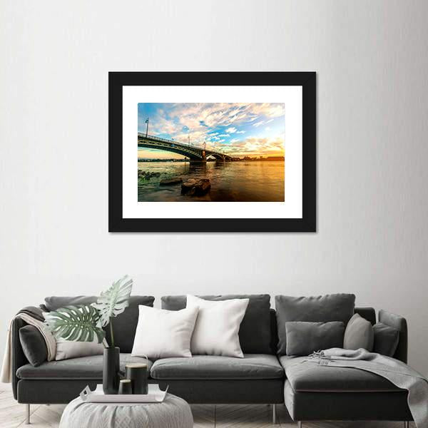 Sunset Over Rhine Canvas Wall Art-3 Horizontal-Gallery Wrap-25" x 16"-Tiaracle