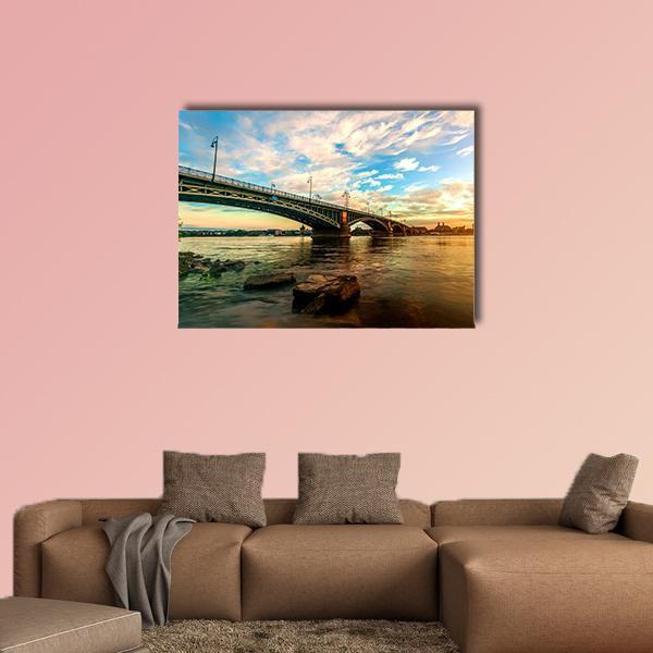 Sunset Over Rhine Canvas Wall Art-1 Piece-Gallery Wrap-48" x 32"-Tiaracle