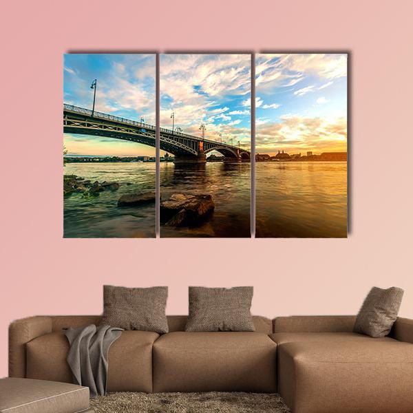Sunset Over Rhine Canvas Wall Art-3 Horizontal-Gallery Wrap-25" x 16"-Tiaracle