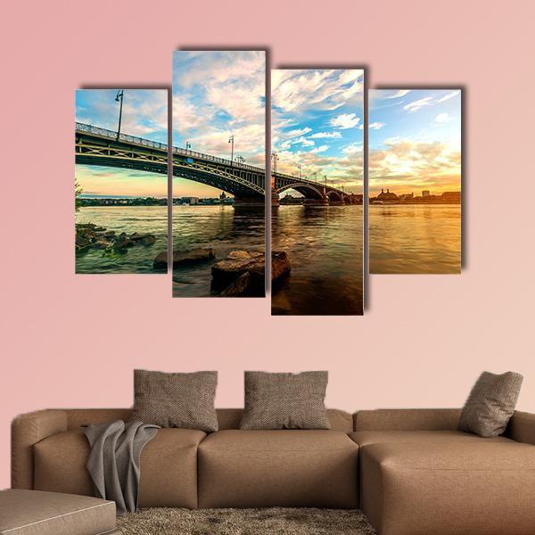 Sunset Over Rhine Canvas Wall Art-4 Pop-Gallery Wrap-50" x 32"-Tiaracle