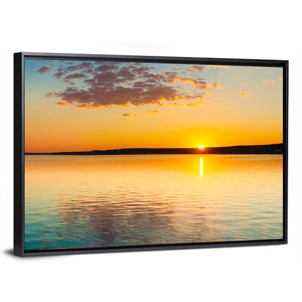 Sunset Over Sea Canvas Wall Art-3 Horizontal-Gallery Wrap-25" x 16"-Tiaracle