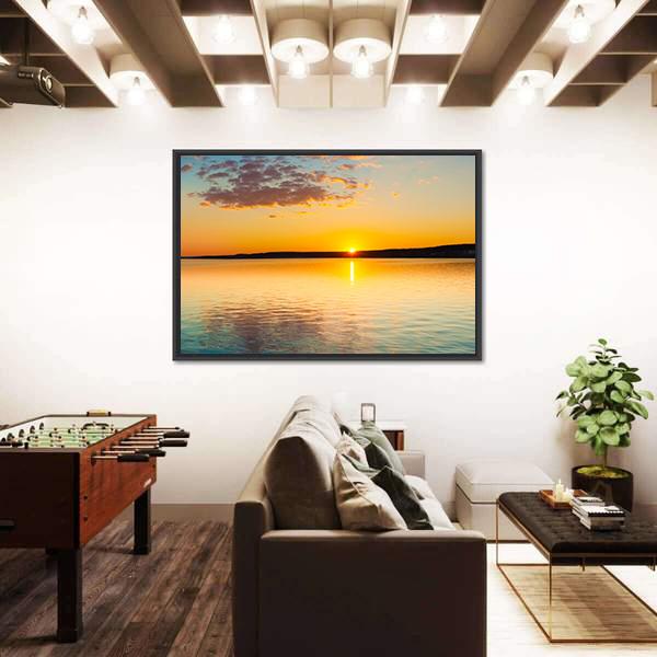Sunset Over Sea Canvas Wall Art-3 Horizontal-Gallery Wrap-25" x 16"-Tiaracle