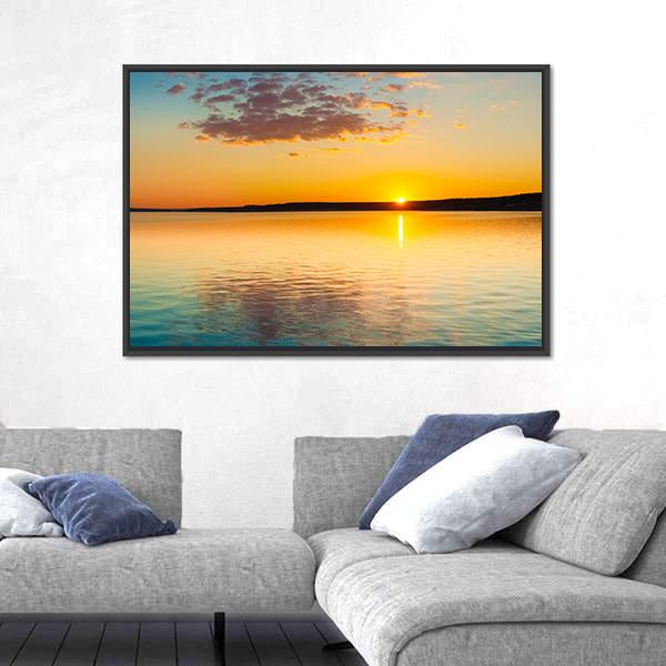 Sunset Over Sea Canvas Wall Art-3 Horizontal-Gallery Wrap-25" x 16"-Tiaracle