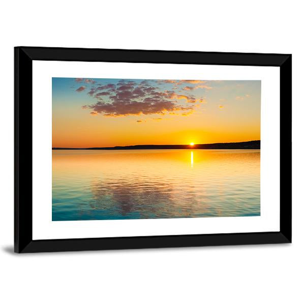 Sunset Over Sea Canvas Wall Art-3 Horizontal-Gallery Wrap-25" x 16"-Tiaracle
