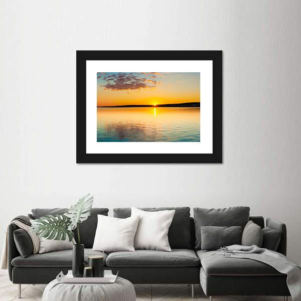 Sunset Over Sea Canvas Wall Art-3 Horizontal-Gallery Wrap-25" x 16"-Tiaracle