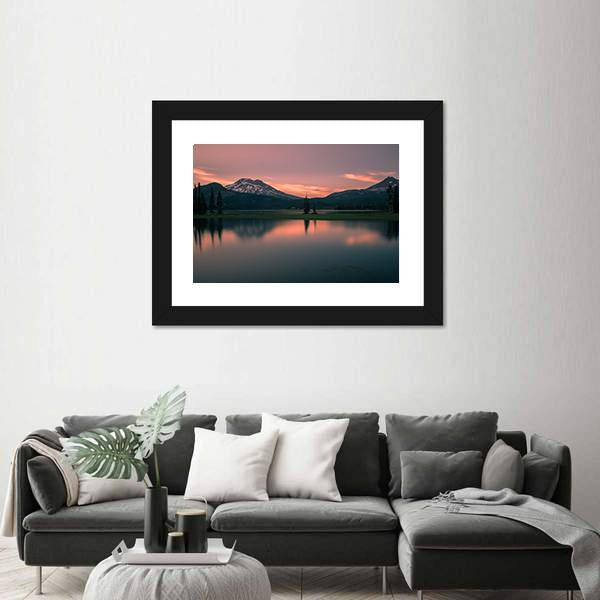 Sunset Over Sparks Lake Canvas Wall Art-3 Horizontal-Gallery Wrap-25" x 16"-Tiaracle