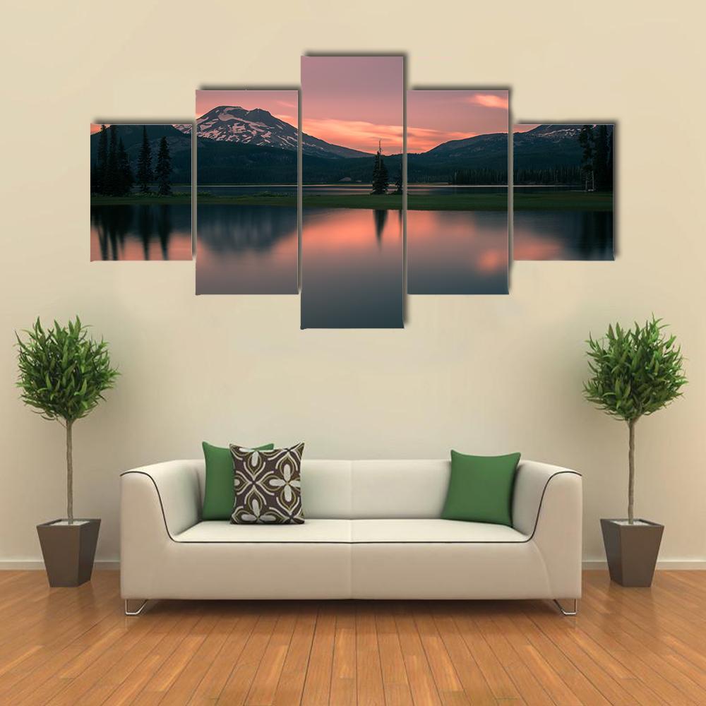 Sunset Over Sparks Lake Canvas Wall Art-5 Star-Gallery Wrap-62" x 32"-Tiaracle