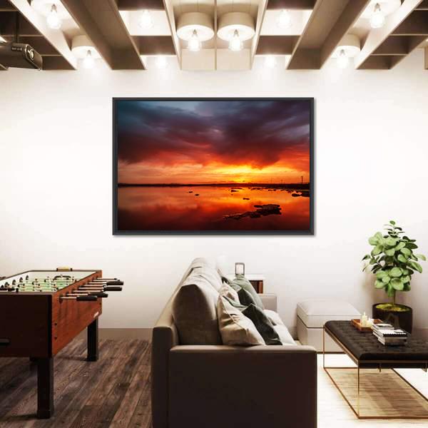 Sunset Over Still Lake In Torrevieja Canvas Wall Art-3 Horizontal-Gallery Wrap-25" x 16"-Tiaracle