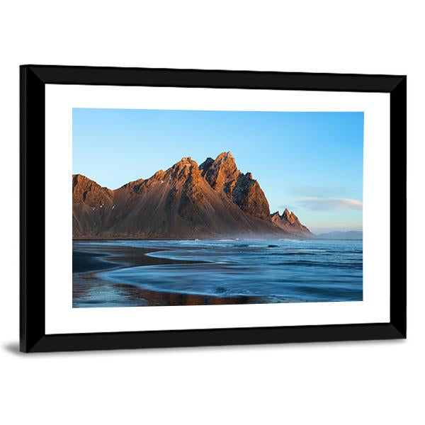 Sunset Over Stoks Mountains On Vestrahorn Cape Canvas Wall Art-3 Horizontal-Gallery Wrap-25" x 16"-Tiaracle
