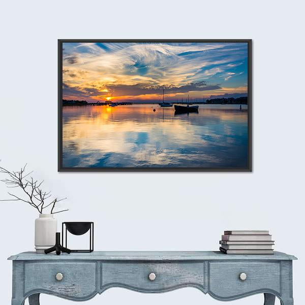 Sunset Over The Folly River Canvas Wall Art-1 Piece-Floating Frame-24" x 16"-Tiaracle