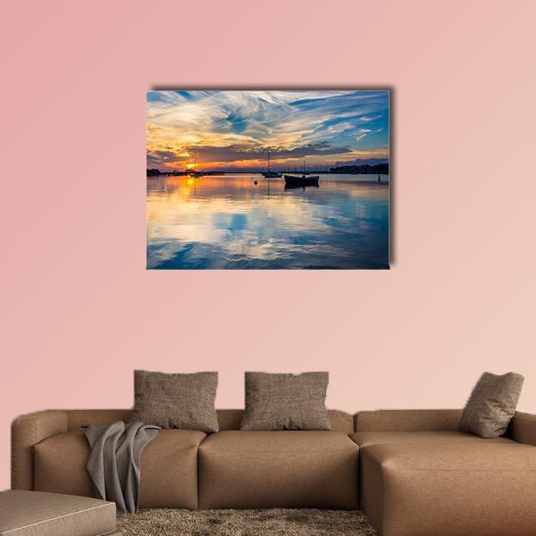 Sunset Over The Folly River Canvas Wall Art-1 Piece-Gallery Wrap-48" x 32"-Tiaracle