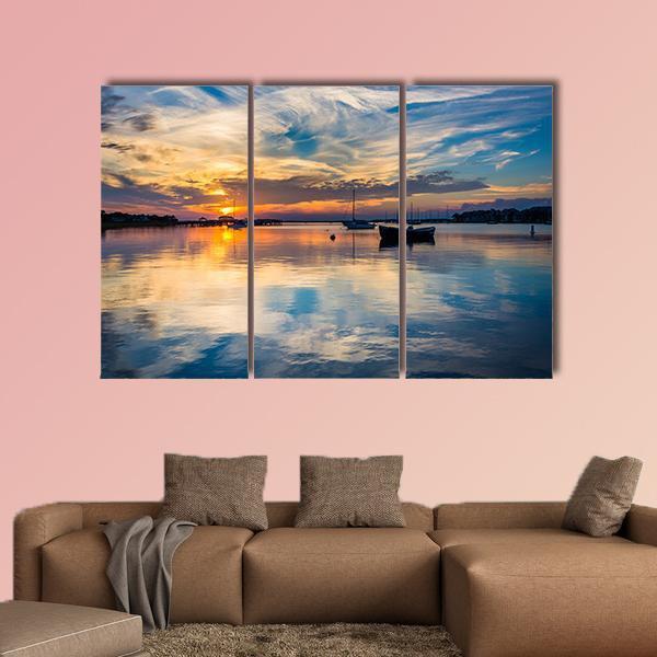 Sunset Over The Folly River Canvas Wall Art-3 Horizontal-Gallery Wrap-25" x 16"-Tiaracle