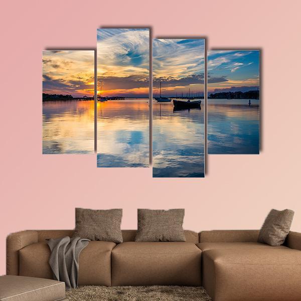 Sunset Over The Folly River Canvas Wall Art-4 Pop-Gallery Wrap-50" x 32"-Tiaracle