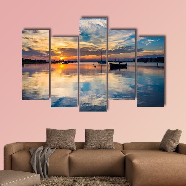 Sunset Over The Folly River Canvas Wall Art-5 Pop-Gallery Wrap-47" x 32"-Tiaracle