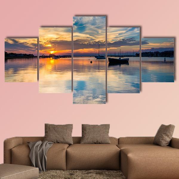 Sunset Over The Folly River Canvas Wall Art-5 Star-Gallery Wrap-62" x 32"-Tiaracle