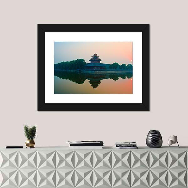 Sunset Over The Forbidden City In Beijing Canvas Wall Art-1 Piece-Framed Print-20" x 16"-Tiaracle