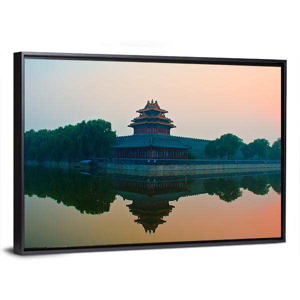 Sunset Over The Forbidden City In Beijing Canvas Wall Art-3 Horizontal-Gallery Wrap-25" x 16"-Tiaracle