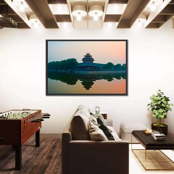 Sunset Over The Forbidden City In Beijing Canvas Wall Art-3 Horizontal-Gallery Wrap-25" x 16"-Tiaracle