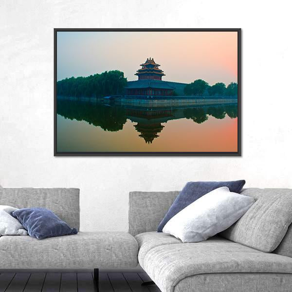 Sunset Over The Forbidden City In Beijing Canvas Wall Art-3 Horizontal-Gallery Wrap-25" x 16"-Tiaracle